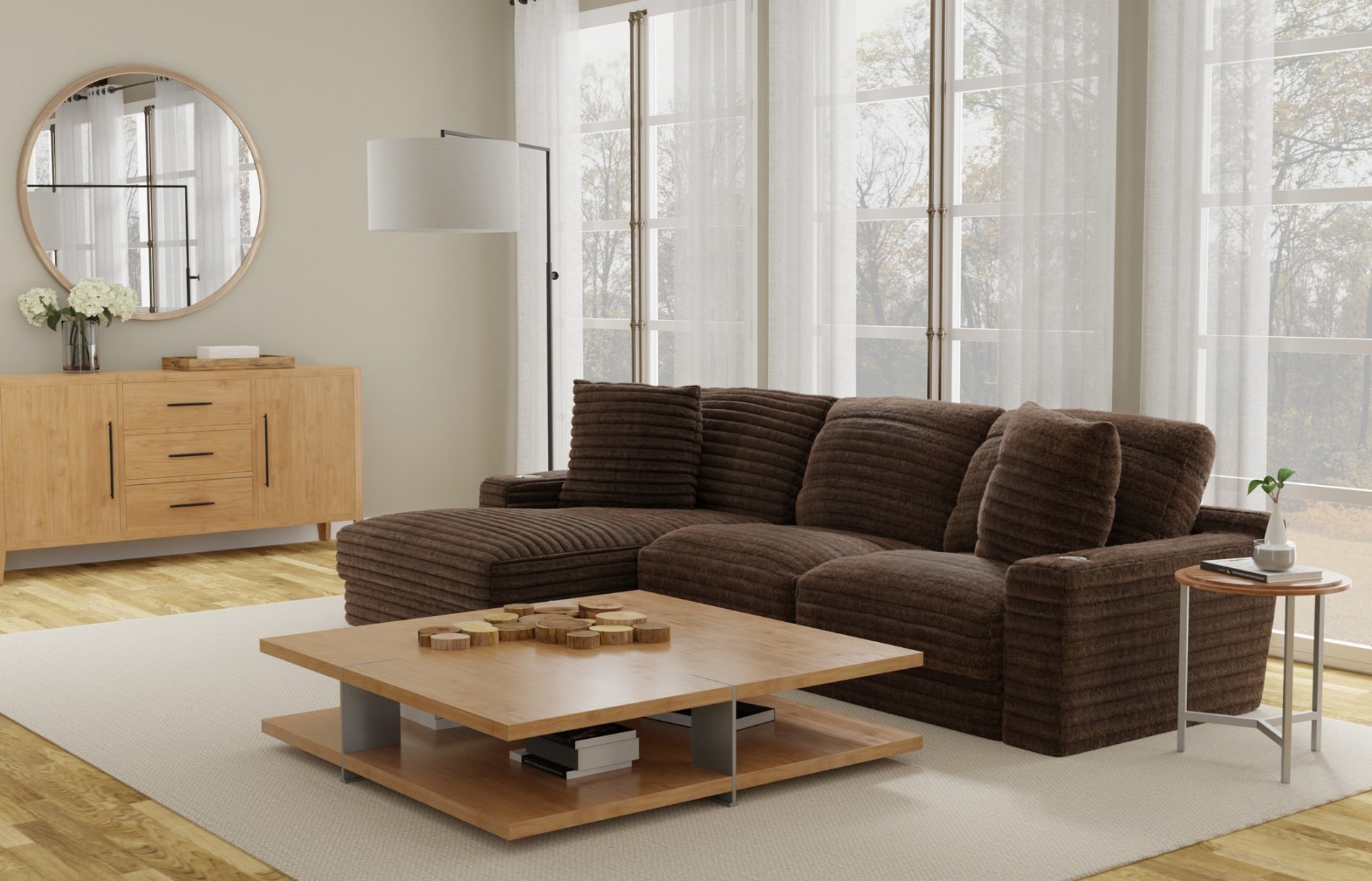 3045 Chocolate Sectional - Click Image to Close