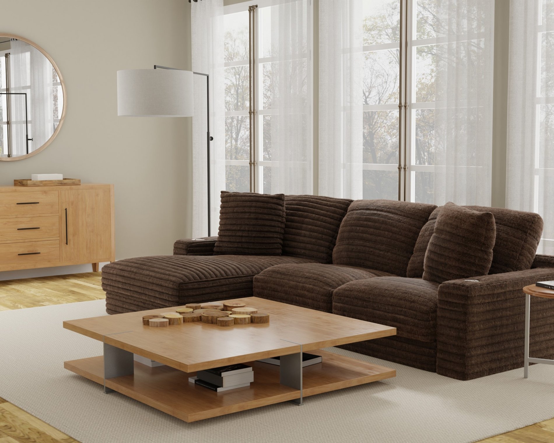 3045 Chocolate Sectional Rev - Click Image to Close