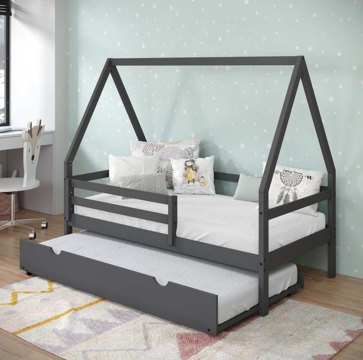 2310 TDG Twin Dark Grey A Frame Bed - Click Image to Close