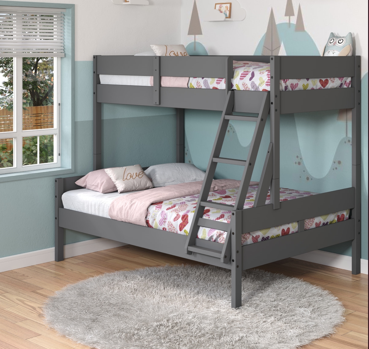 2316TFDG Grey Twin/Full Bunk Bed - Click Image to Close